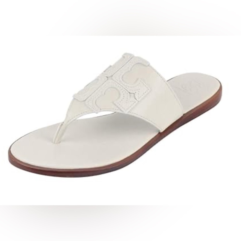 Tory Burch White Leather Sandals. Size 8.5